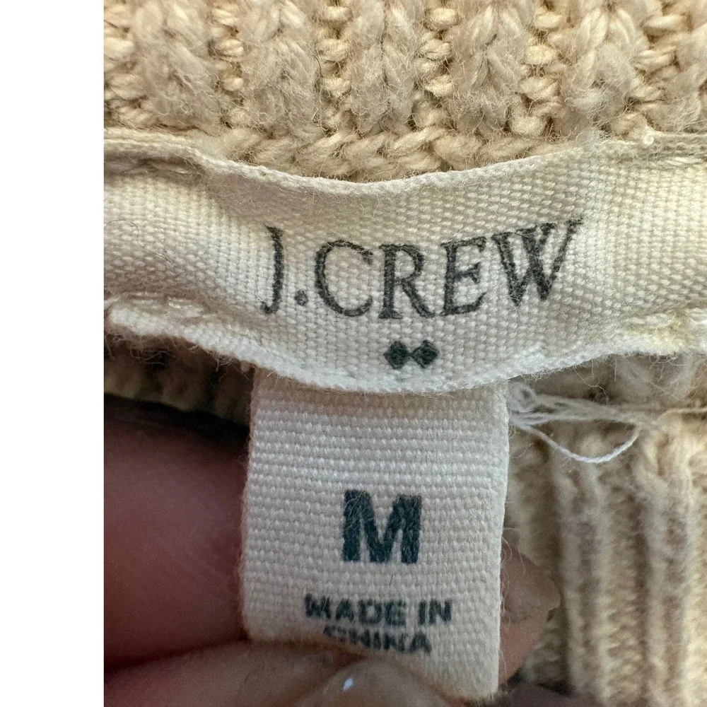 J.Crew Womens Cream Red Striped Cotton Shaker Stitch Sweater - M
